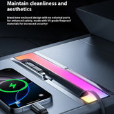 For Tesla Model Y Juniper Fast Charging USB Hub Docking Station with Rainbow Light Model 3 Highland Retractable Ambient Lighting